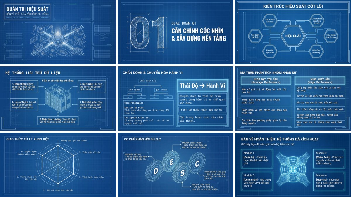 Ảnh mẫu slide phong cách Digital Blueprint tạo bằng NotebookLM