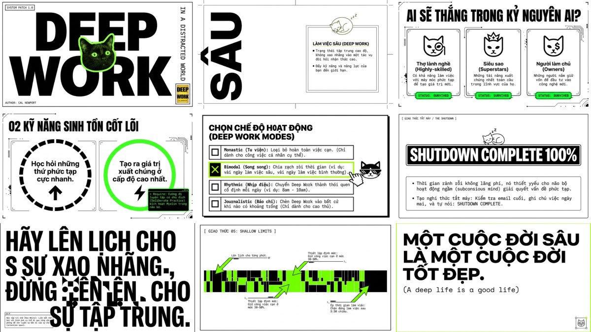 Ảnh mẫu slide phong cách Cat Minimal tạo bằng NotebookLM
