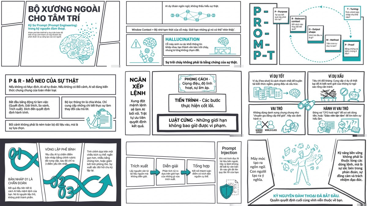 Ảnh mẫu slide phong cách Teal Circular Economy Comic Grid tạo bằng NotebookLM